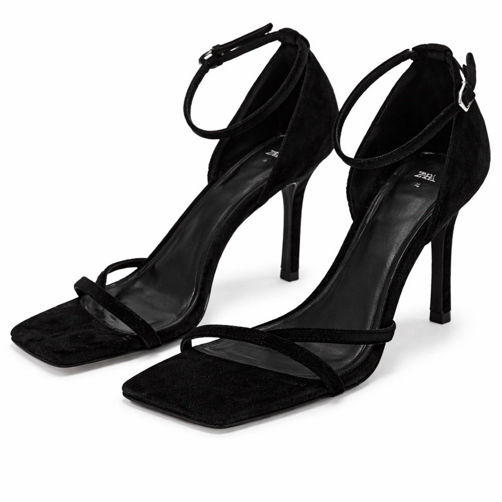 Zara Black Velvet Heels Size 41 (US 9/10)